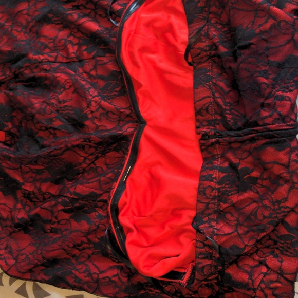 Torrid Lace Tube Dress, Red with Black Lace, Size 2 - Picture 5 of 7